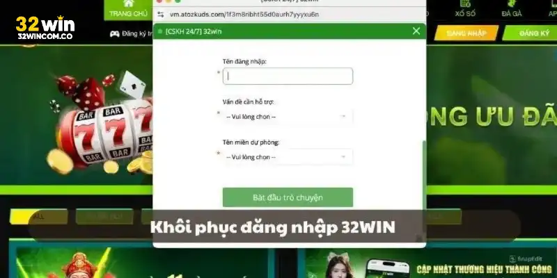 Khôi phục tài khoản 32win
